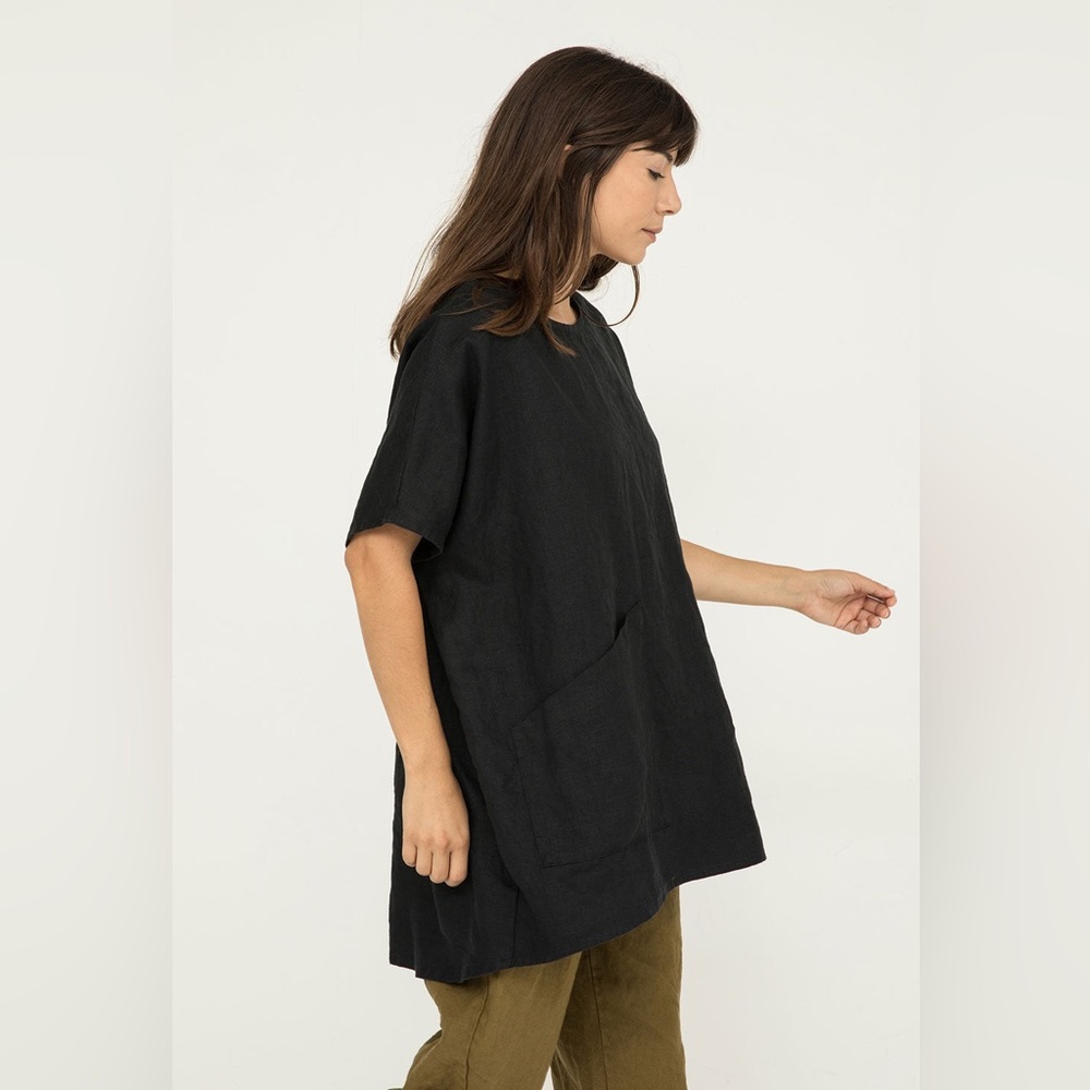 Elizabeth Suzann Harper Tunic - Black midweight linen - OS
